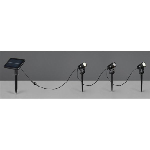 Kit de 3 piquetas LED carga solar y batería USB OBIDOS sensor de oscuridad y regulable 5W 3x 35lm, 4000K IP44
