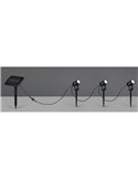 Kit de 3 piquetas LED carga solar y batería USB OBIDOS sensor de oscuridad y regulable 5W 3x 35lm, 4000K IP44