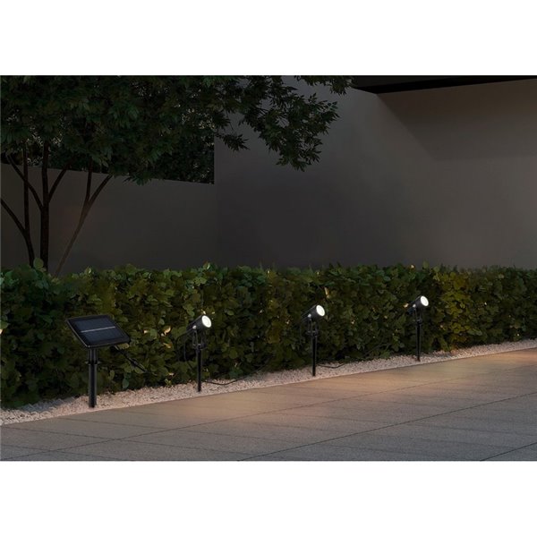 Kit de 3 piquetas LED carga solar y batería USB OBIDOS sensor de oscuridad y regulable 5W 3x 35lm, 4000K IP44