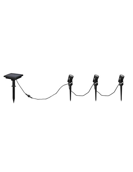 Kit de 3 piquetas LED carga solar y batería USB OBIDOS sensor de oscuridad y regulable 5W 3x 35lm, 4000K IP44