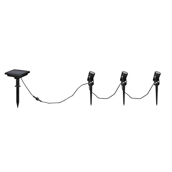 Kit de 3 piquetas LED carga solar y batería USB OBIDOS sensor de oscuridad y regulable 5W 3x 35lm, 4000K IP44