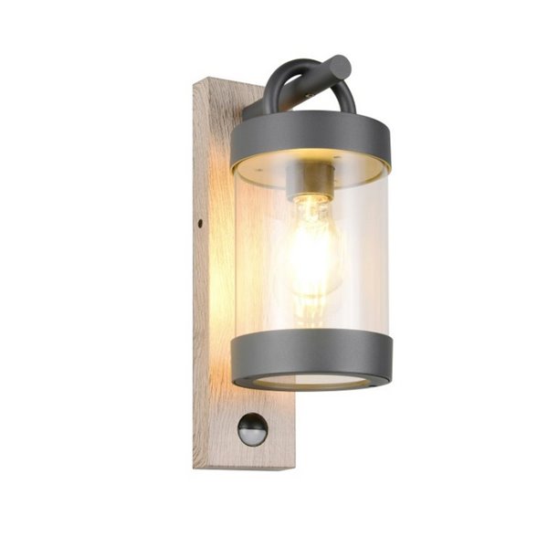 Aplique de pared SAMBESI imitación madera, con sensor de movimiento bombilla excl. 1x E27 max. 28W IP44