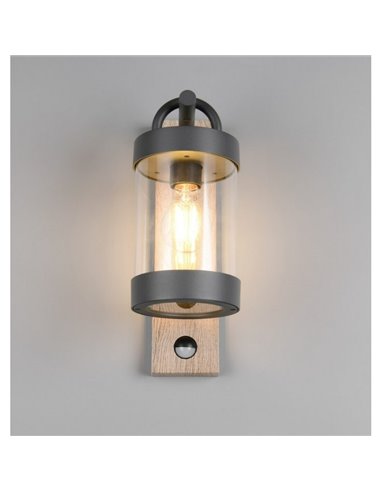 Aplique de pared SAMBESI imitación madera, con sensor de movimiento bombilla excl. 1x E27 max. 28W IP44