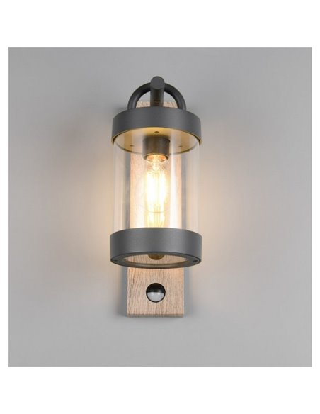 Aplique de pared SAMBESI imitación madera, con sensor de movimiento bombilla excl. 1x E27 max. 28W IP44