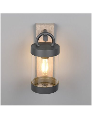 Aplique de pared SAMBESI imitación madera, con sensor de movimiento bombilla excl. 1x E27 max. 28W IP44