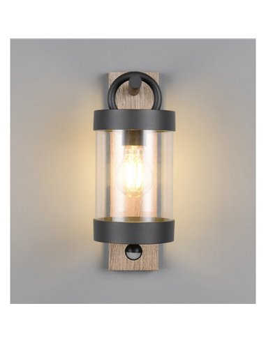 Aplique de pared SAMBESI imitación madera, con sensor de movimiento bombilla excl. 1x E27 max. 28W IP44