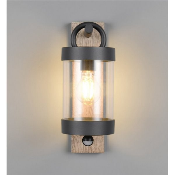 Aplique de pared SAMBESI imitación madera, con sensor de movimiento bombilla excl. 1x E27 max. 28W IP44