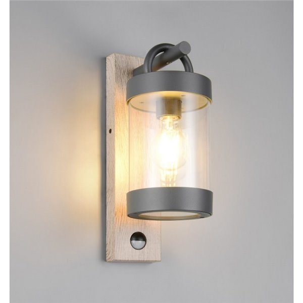 Aplique de pared SAMBESI imitación madera, con sensor de movimiento bombilla excl. 1x E27 max. 28W IP44