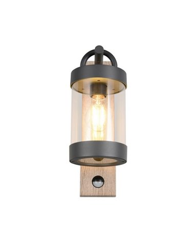 Luminária de parede SAMBESI imitação de madeira, com sensor de movimento, lâmpada excl. 1x E27 máx. 28 W IP44