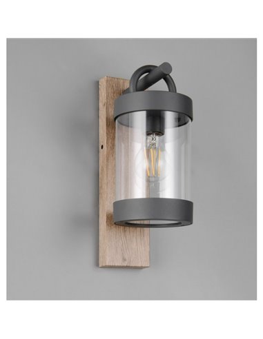 Applique SAMBESI, fonte d'aluminium, effet bois, ampoule exclue. 1x E27 max. 28W IP44