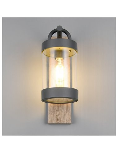 Applique SAMBESI, fonte d'aluminium, effet bois, ampoule exclue. 1x E27 max. 28W IP44