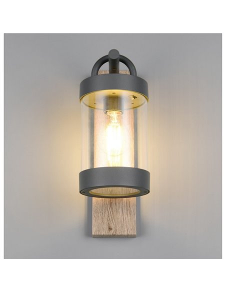 Applique SAMBESI, fonte d'aluminium, effet bois, ampoule exclue. 1x E27 max. 28W IP44