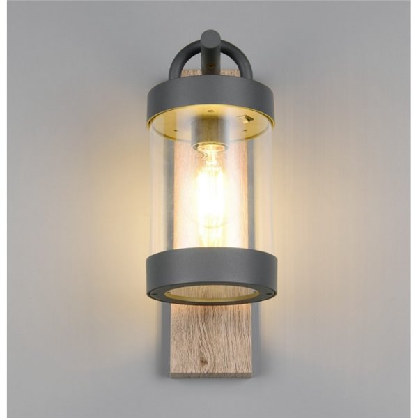 Aplique de pared SAMBESI aluminio fundido imitación madera, bombilla excl. 1x E27 max. 28W IP44