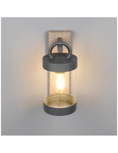 Applique SAMBESI, fonte d'aluminium, effet bois, ampoule exclue. 1x E27 max. 28W IP44