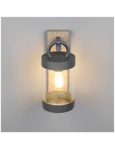 Applique SAMBESI, fonte d'aluminium, effet bois, ampoule exclue. 1x E27 max. 28W IP44