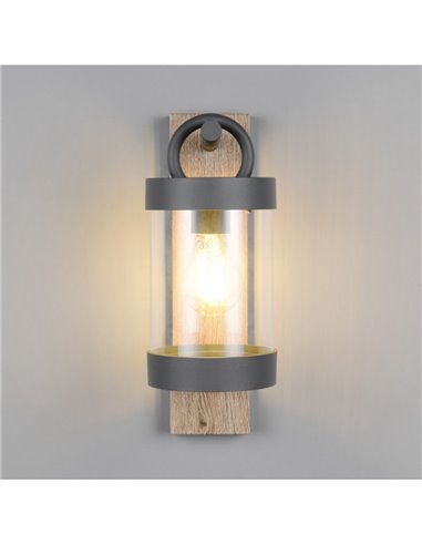 Applique SAMBESI, fonte d'aluminium, effet bois, ampoule exclue. 1x E27 max. 28W IP44