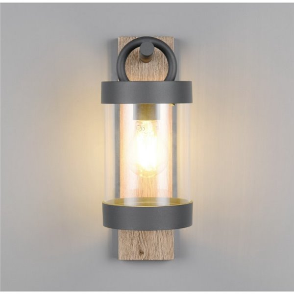 Applique SAMBESI, fonte d'aluminium, effet bois, ampoule exclue. 1x E27 max. 28W IP44