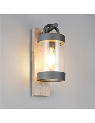 Aplique de pared SAMBESI aluminio fundido imitación madera, bombilla excl. 1x E27 max. 28W IP44