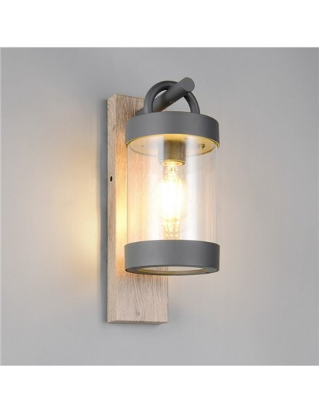 Aplique de pared SAMBESI aluminio fundido imitación madera, bombilla excl. 1x E27 max. 28W IP44