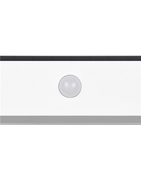 Aplique de pared alargado SILVES LED carga solar y batería USB, sensor de movimiento 6W 1x 700lm, 4000K IP44 Blanco