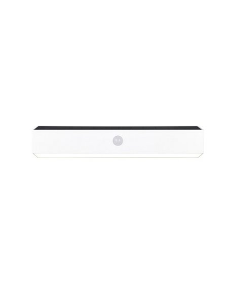 Aplique de pared alargado SILVES LED carga solar y batería USB, sensor de movimiento 6W 1x 700lm, 4000K IP44 Blanco