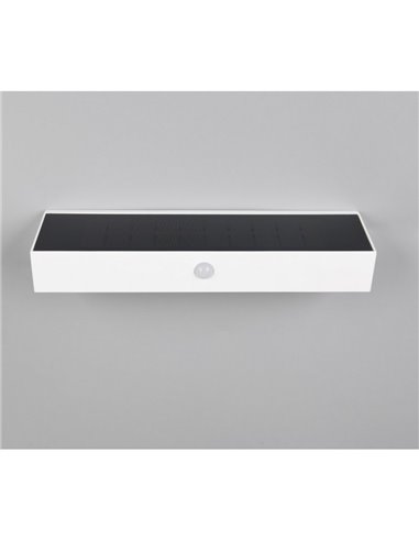 Luminária de parede alongada LED SILVES, carregamento solar e bateria USB, sensor de movimento 6W 1x 700lm, 4000K IP44 Branco