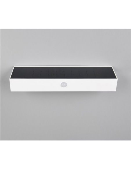 Aplique de pared alargado SILVES LED carga solar y batería USB, sensor de movimiento 6W 1x 700lm, 4000K IP44 Blanco