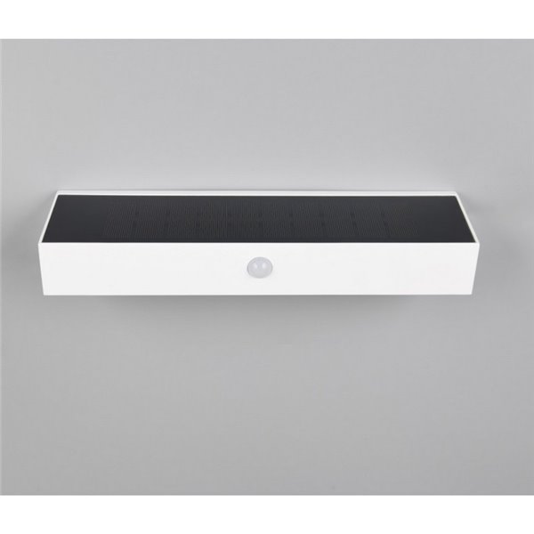 Aplique de pared alargado SILVES LED carga solar y batería USB, sensor de movimiento 6W 1x 700lm, 4000K IP44 Blanco