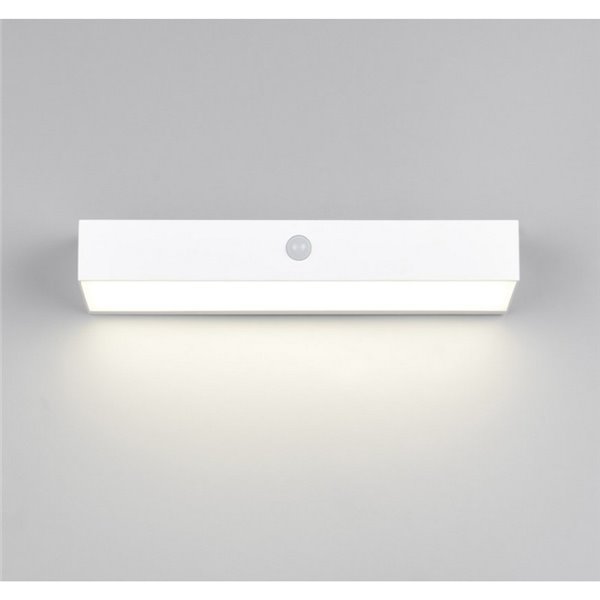 Luminária de parede alongada LED SILVES, carregamento solar e bateria USB, sensor de movimento 6W 1x 700lm, 4000K IP44 Branco