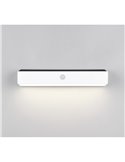 Aplique de pared alargado SILVES LED carga solar y batería USB, sensor de movimiento 6W 1x 700lm, 4000K IP44 Blanco