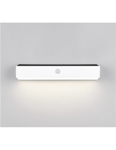 Aplique de pared alargado SILVES LED carga solar y batería USB, sensor de movimiento 6W 1x 700lm, 4000K IP44 Blanco