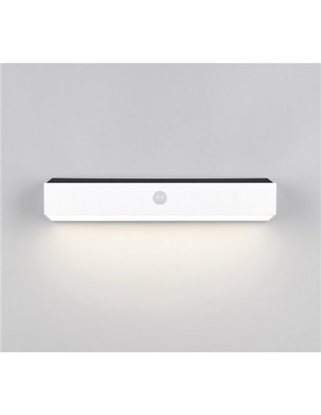 Luminária de parede alongada LED SILVES, carregamento solar e bateria USB, sensor de movimento 6W 1x 700lm, 4000K IP44 Branco