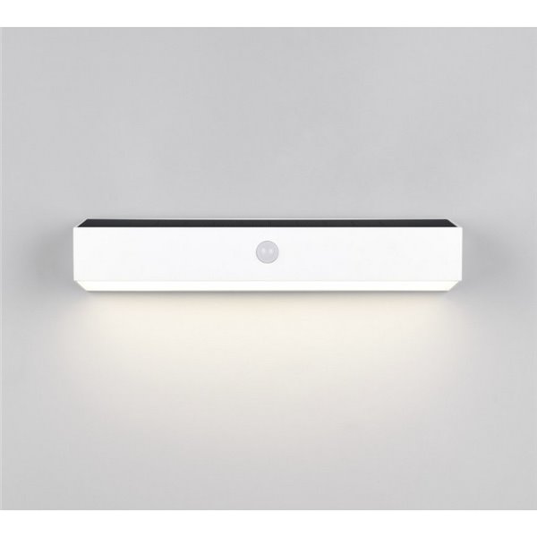 Aplique de pared alargado SILVES LED carga solar y batería USB, sensor de movimiento 6W 1x 700lm, 4000K IP44 Blanco
