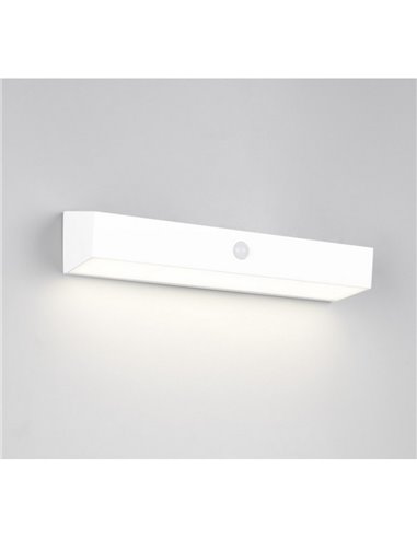 Aplique de pared alargado SILVES LED carga solar y batería USB, sensor de movimiento 6W 1x 700lm, 4000K IP44 Blanco