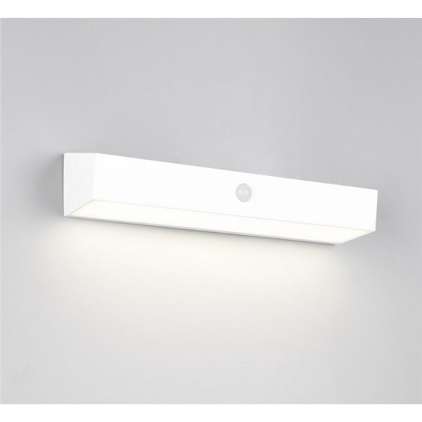 Aplique de pared alargado SILVES LED carga solar y batería USB, sensor de movimiento 6W 1x 700lm, 4000K IP44 Blanco