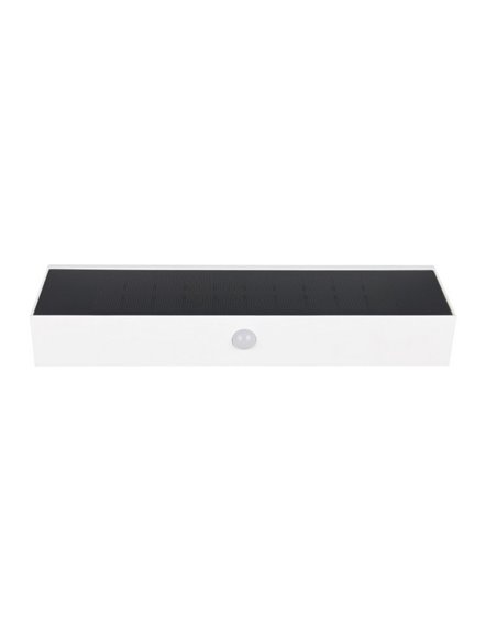 Aplique de pared alargado SILVES LED carga solar y batería USB, sensor de movimiento 6W 1x 700lm, 4000K IP44 Blanco