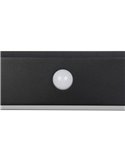 Aplique LED SILVES de pared alargado, carga solar y batería USB, sensor de movimiento 6W 1x 700lm, 4000K IP44 Negro