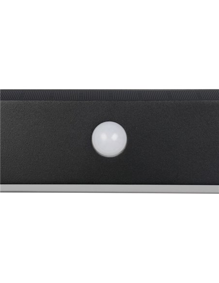 Aplique LED SILVES de pared alargado, carga solar y batería USB, sensor de movimiento 6W 1x 700lm, 4000K IP44 Negro