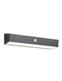 Aplique LED SILVES de pared alargado, carga solar y batería USB, sensor de movimiento 6W 1x 700lm, 4000K IP44 Negro