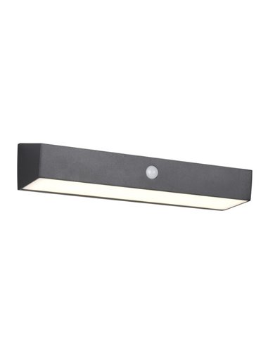 Luminária de parede alongada LED SILVES, carregamento solar e bateria USB, sensor de movimento 6W 1x 700lm, 4000K IP44 Preto