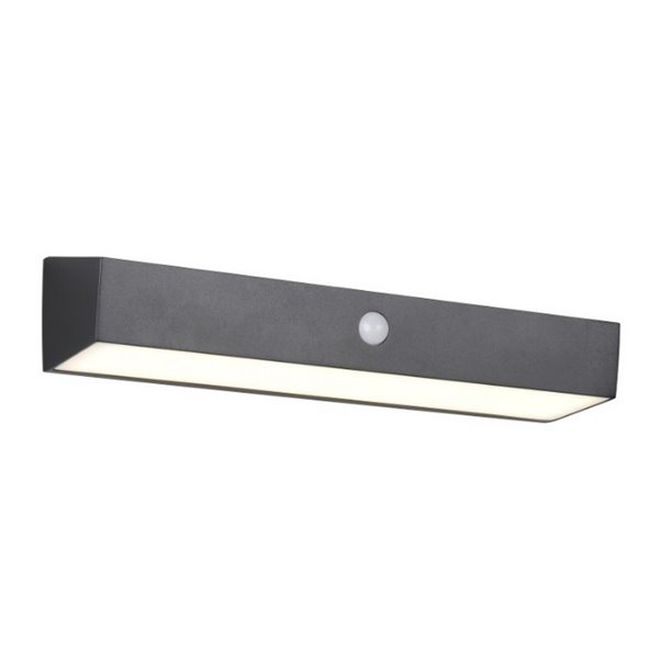 Aplique LED SILVES de pared alargado, carga solar y batería USB, sensor de movimiento 6W 1x 700lm, 4000K IP44 Negro