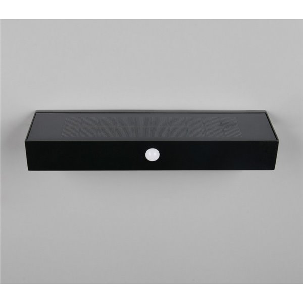 Aplique LED SILVES de pared alargado, carga solar y batería USB, sensor de movimiento 6W 1x 700lm, 4000K IP44 Negro