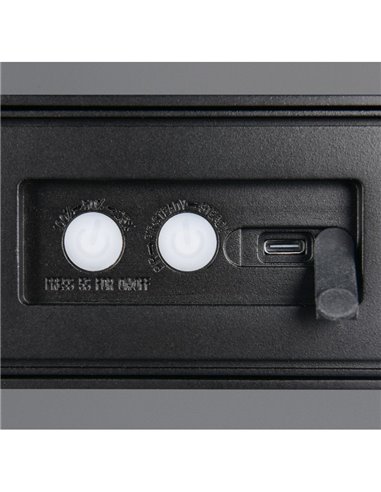 Luminária de parede alongada LED SILVES, carregamento solar e bateria USB, sensor de movimento 6W 1x 700lm, 4000K IP44 Preto