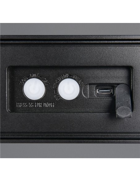 Aplique LED SILVES de pared alargado, carga solar y batería USB, sensor de movimiento 6W 1x 700lm, 4000K IP44 Negro