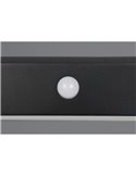 Aplique LED SILVES de pared alargado, carga solar y batería USB, sensor de movimiento 6W 1x 700lm, 4000K IP44 Negro