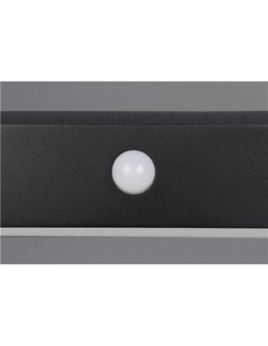 Aplique LED SILVES de pared alargado, carga solar y batería USB, sensor de movimiento 6W 1x 700lm, 4000K IP44 Negro