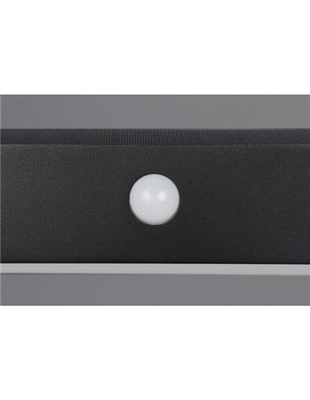 Aplique LED SILVES de pared alargado, carga solar y batería USB, sensor de movimiento 6W 1x 700lm, 4000K IP44 Negro