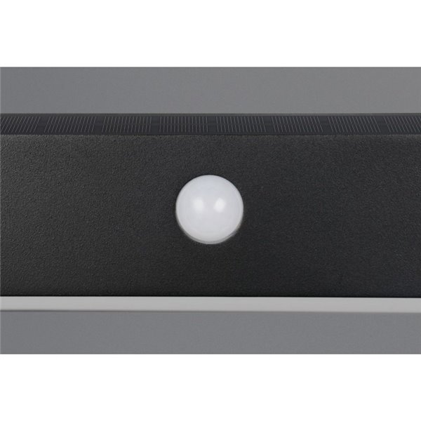 Aplique LED SILVES de pared alargado, carga solar y batería USB, sensor de movimiento 6W 1x 700lm, 4000K IP44 Negro