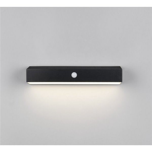 Aplique LED SILVES de pared alargado, carga solar y batería USB, sensor de movimiento 6W 1x 700lm, 4000K IP44 Negro