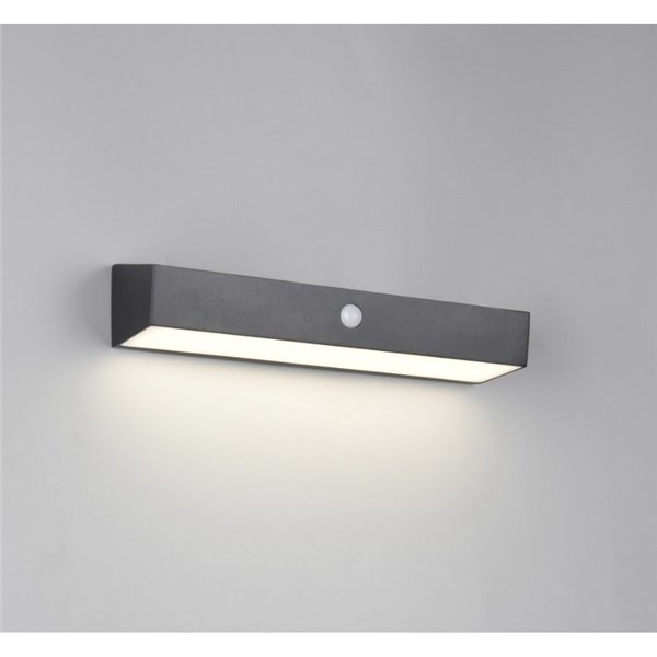 Aplique LED SILVES de pared alargado, carga solar y batería USB, sensor de movimiento 6W 1x 700lm, 4000K IP44 Negro